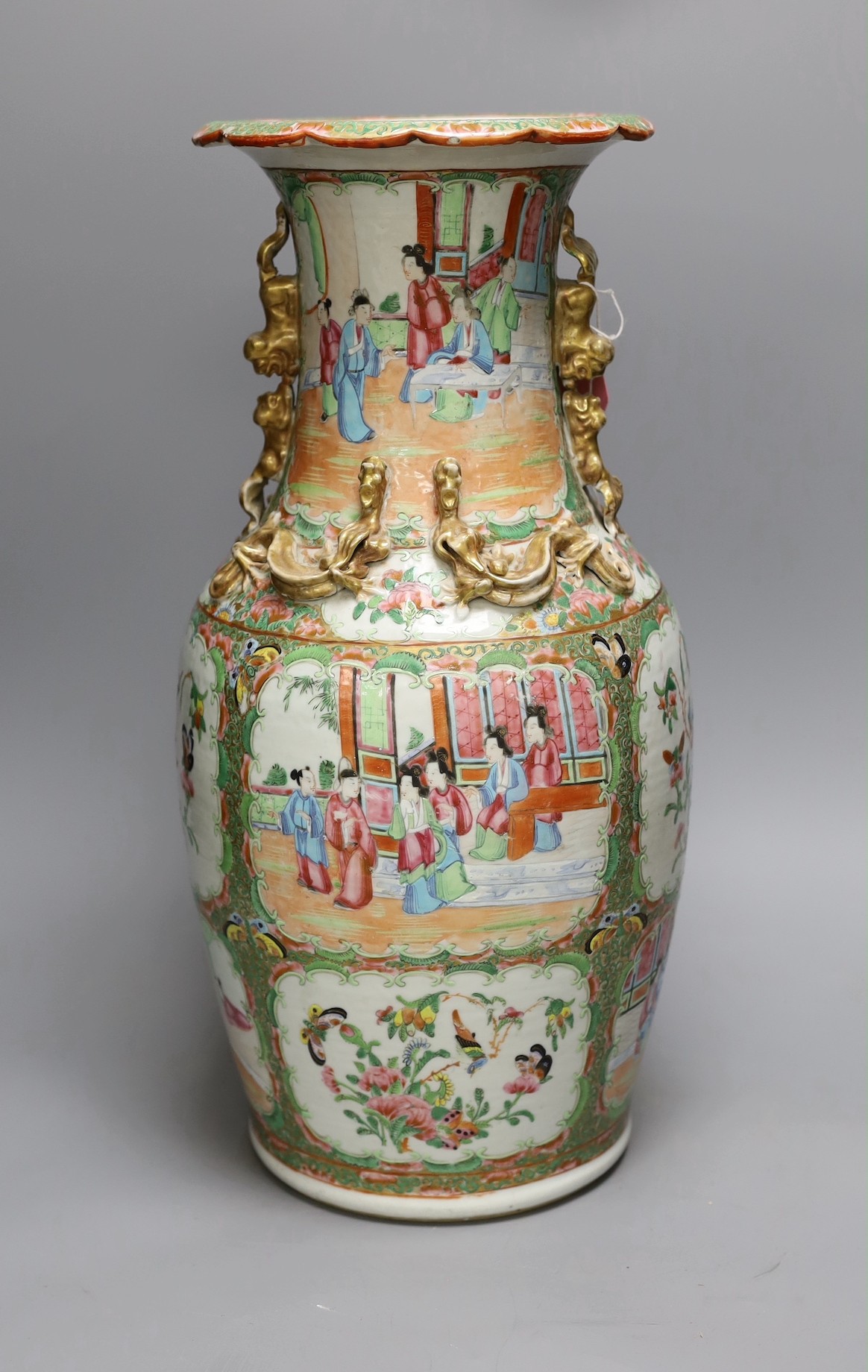 A 19th century Chinese Cantonese famille rose baluster vase, 44cm tall